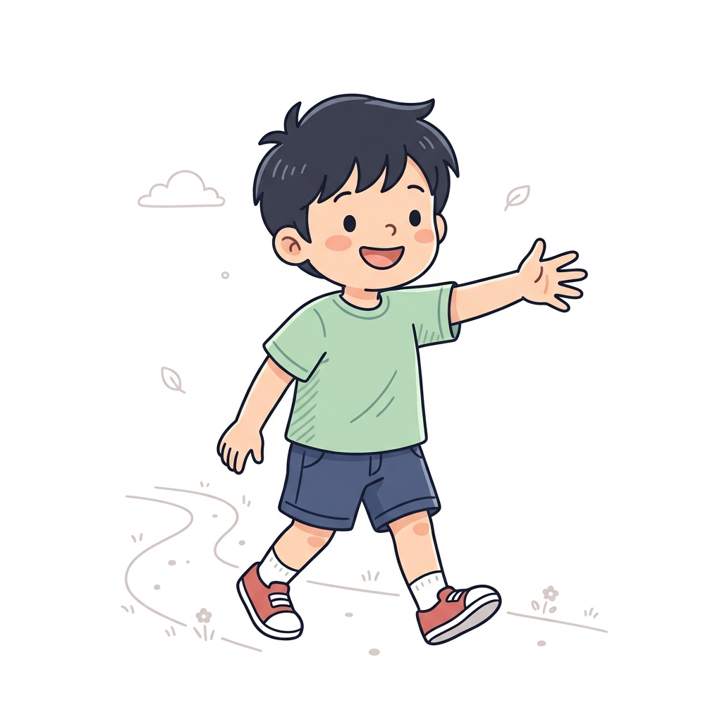 案内する男の子